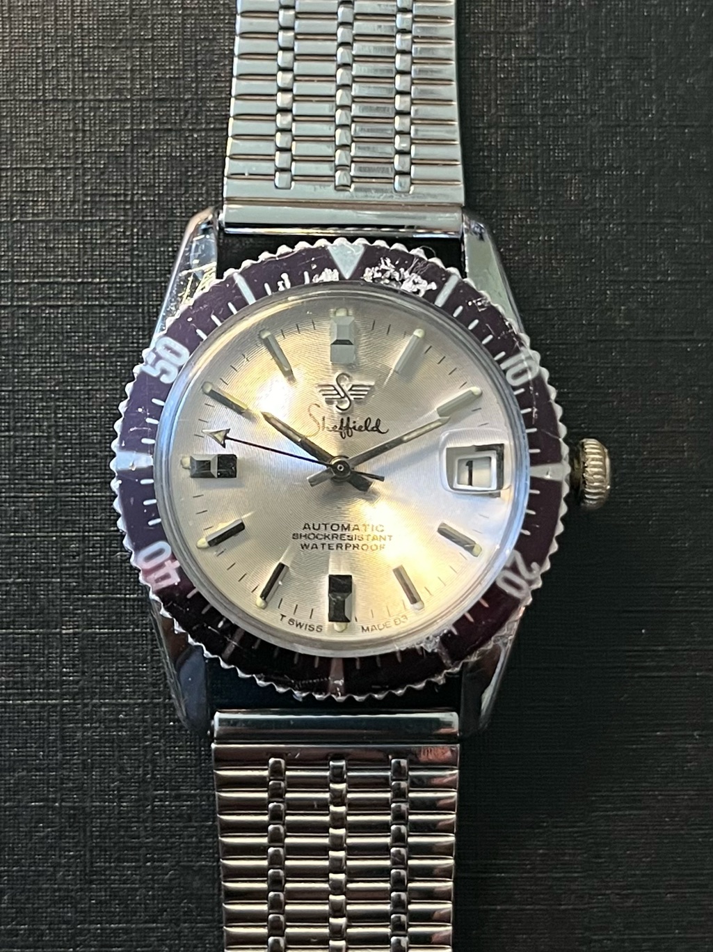 Sheffield Vintage 1960s -70s Automatic Silver Dial Dive Watch